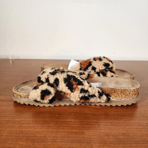 Davinia Faux Shearling Treasure & Bond Leopard Print Slip On Slide Shoes Size 6M - Picture 8 of 12